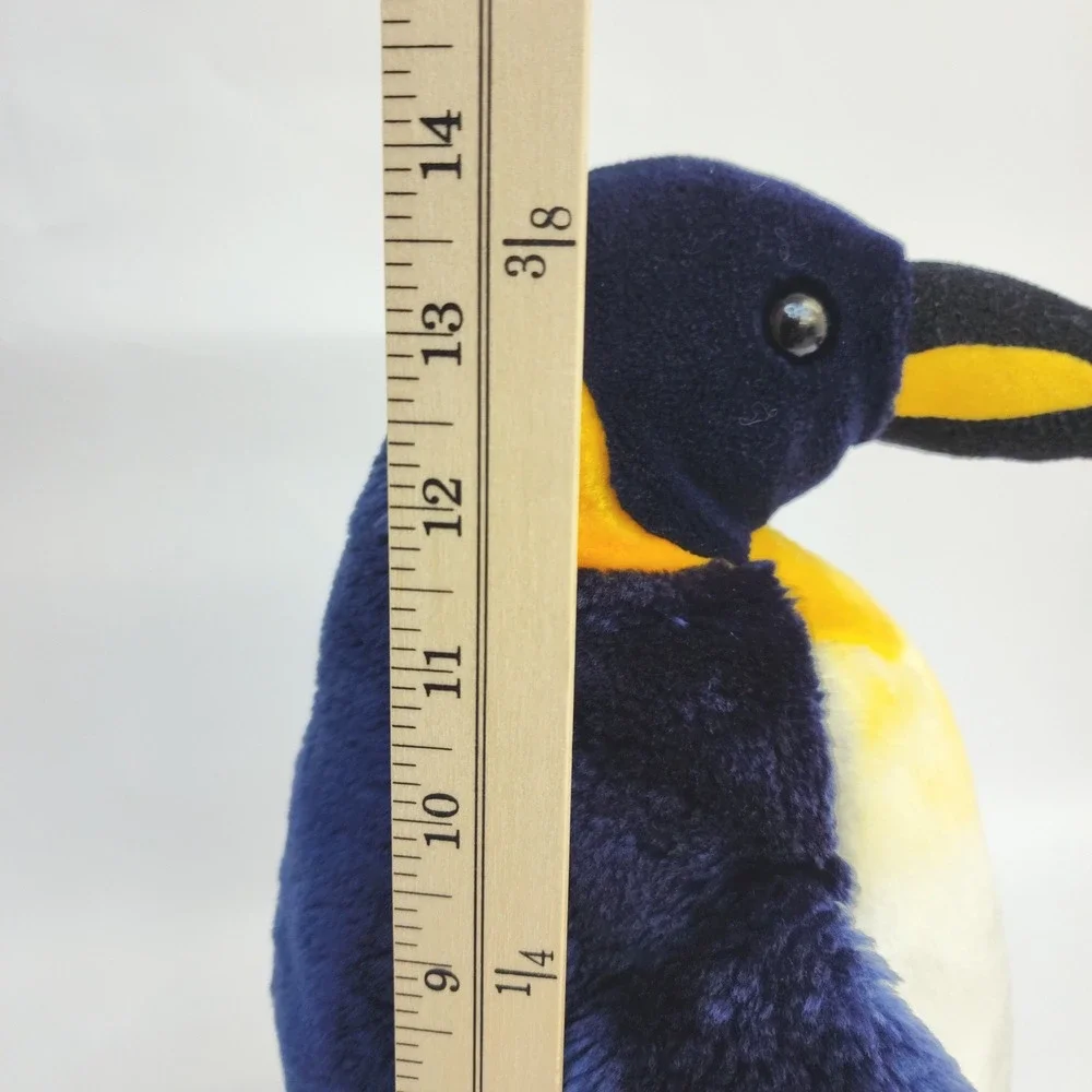 King Penguin Plush Stuffed Animal Navy Blue Yellow White 14 Inch Aquatic Toy